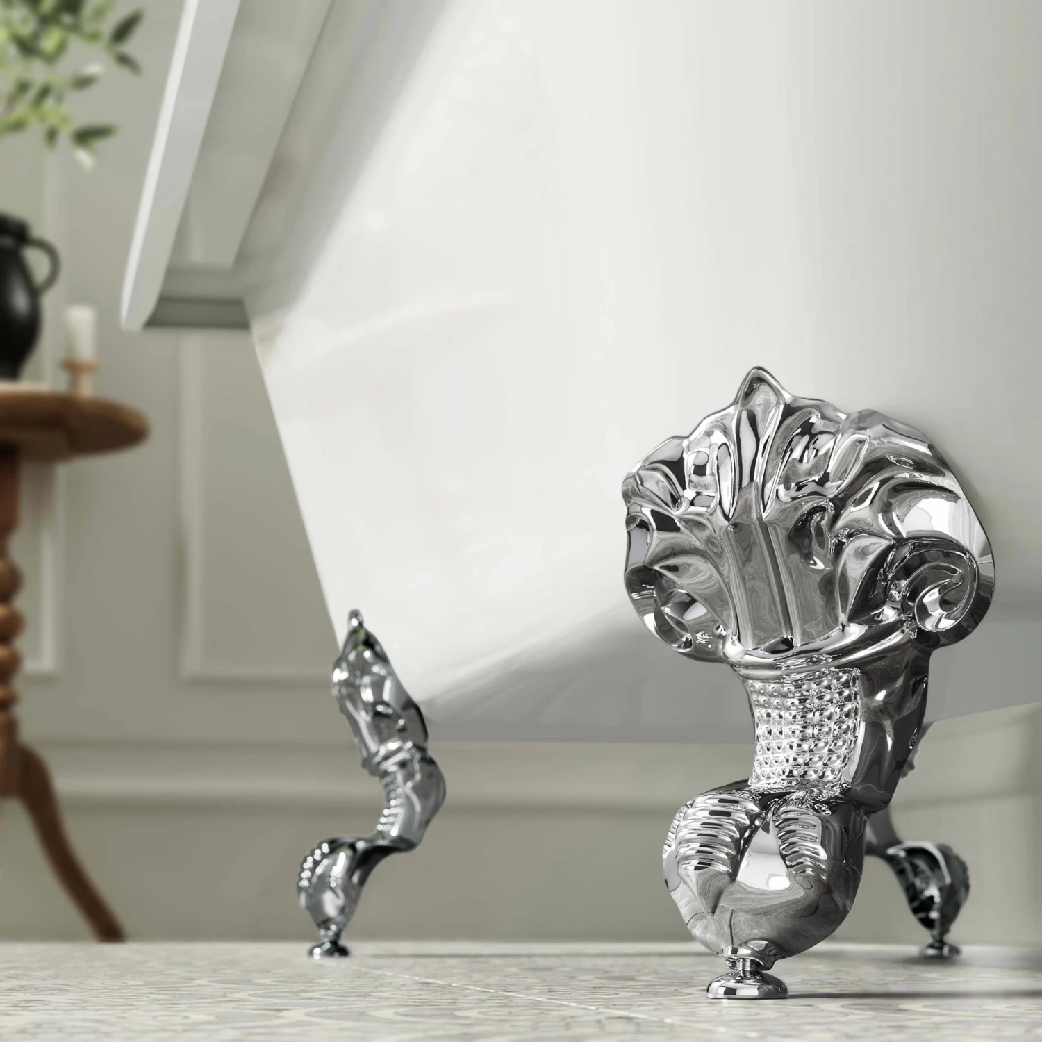 Abingdon 1500mm Single Ended Roll Top Bath - Chrome Ball Feet - Image 4