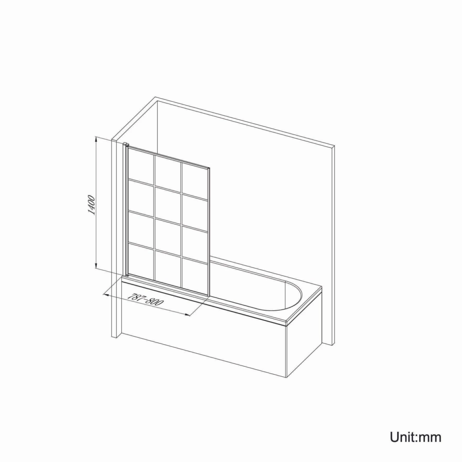 Abingdon 1500 Roll Top Shower Bath - White Claw Feet & 6mm Easy Clean Matt Black Crittall Screen - Image 7
