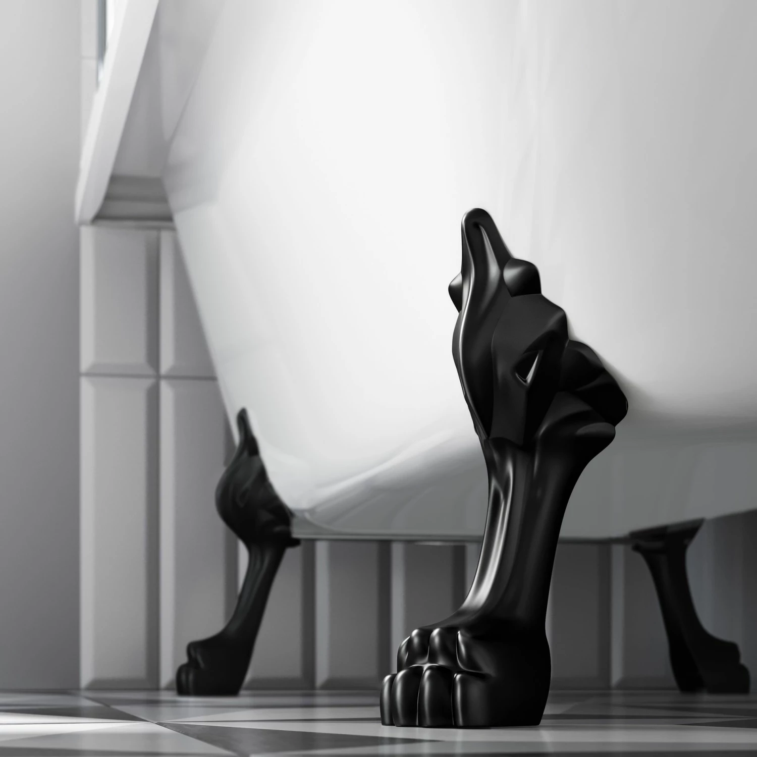 Abingdon 1500 Roll Top Shower Bath - Black Claw Feet & 6mm Easy Clean Matt Black Grid Screen - Image 5