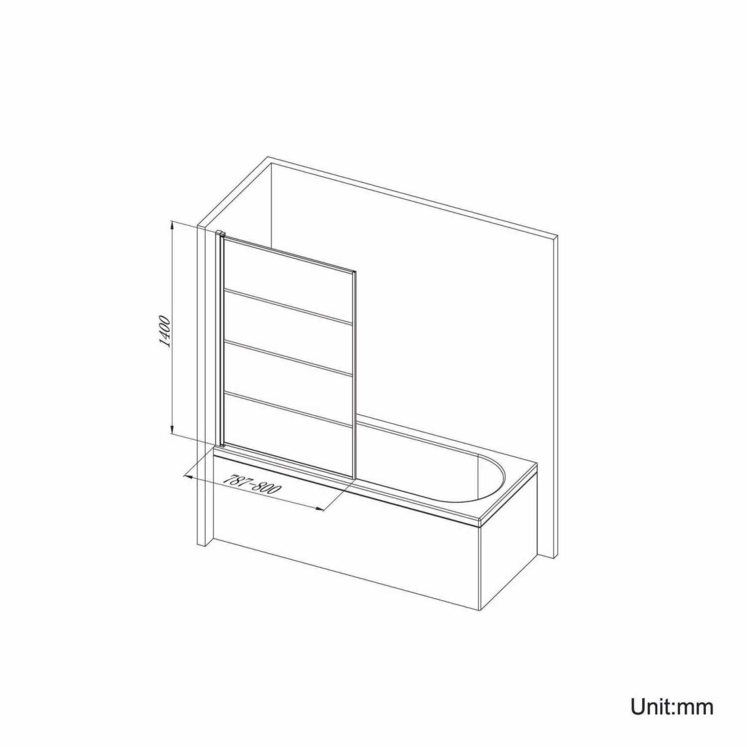 Abingdon 1500 Roll Top Shower Bath - Black Claw Feet & 6mm Easy Clean Matt Black Grid Screen - Image 7