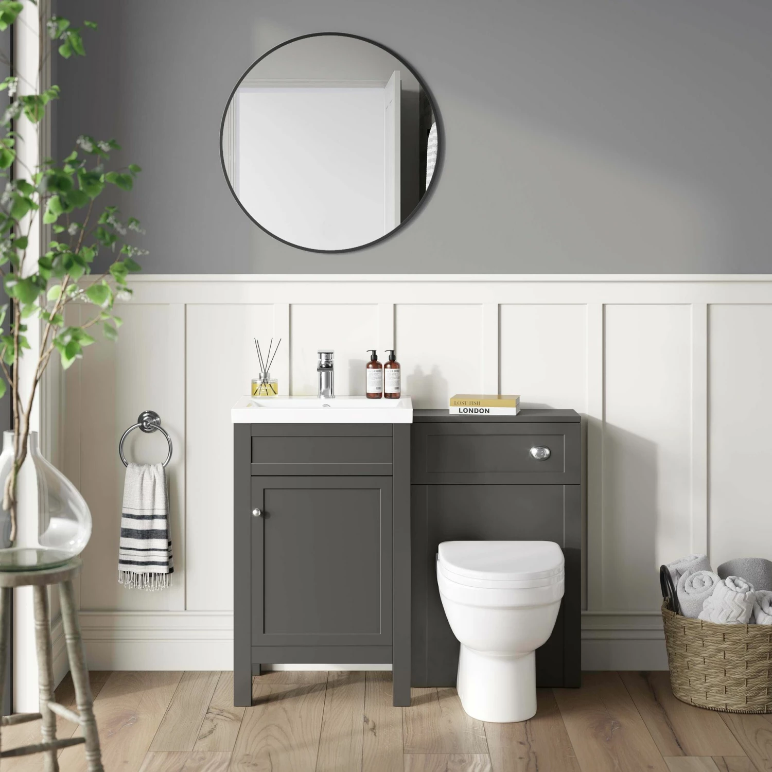 Bermuda Graphite Grey Combination Vanity Basin And Seattle Toilet 1000mm - Image 2