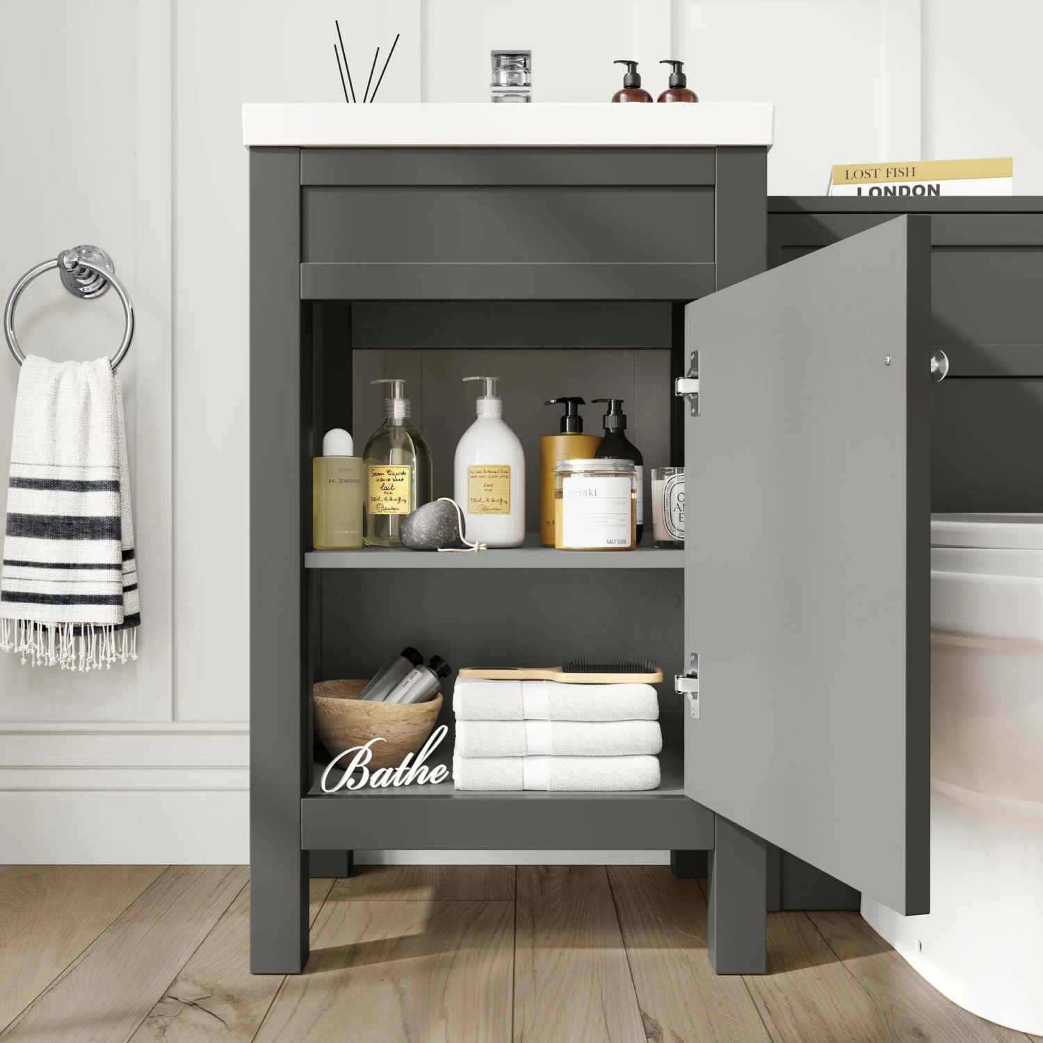 Bermuda Graphite Grey Combination Vanity Basin And Seattle Toilet 1000mm - Image 3