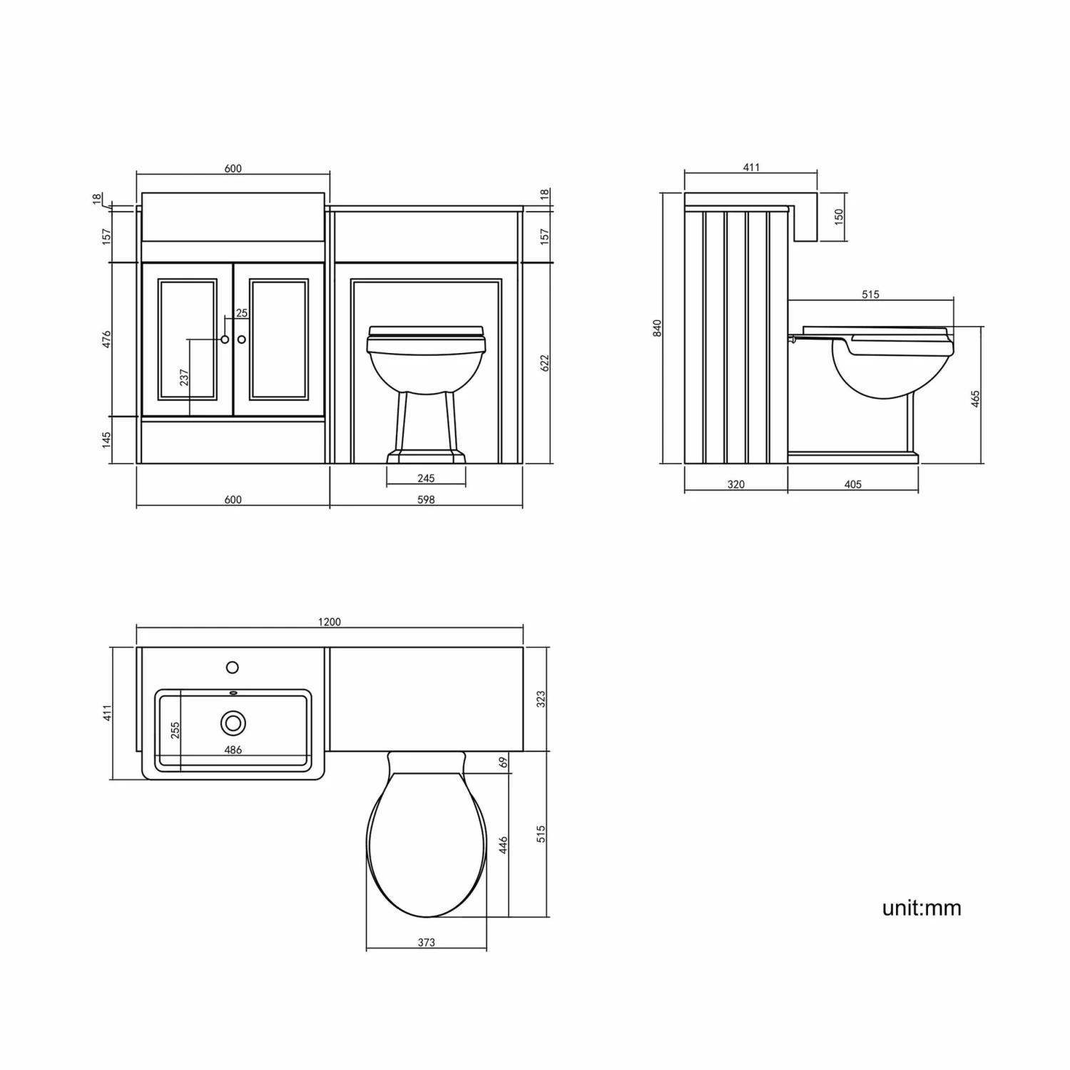 Monaco Chalk White Combination Vanity Basin And Hudson Toilet With Wooden Seat 1200mm - Gold Accents - Image 10