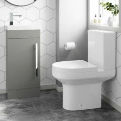 Avon Stone Grey Cloakroom Floor Standing Basin Vanity 400mm And Toilet Set