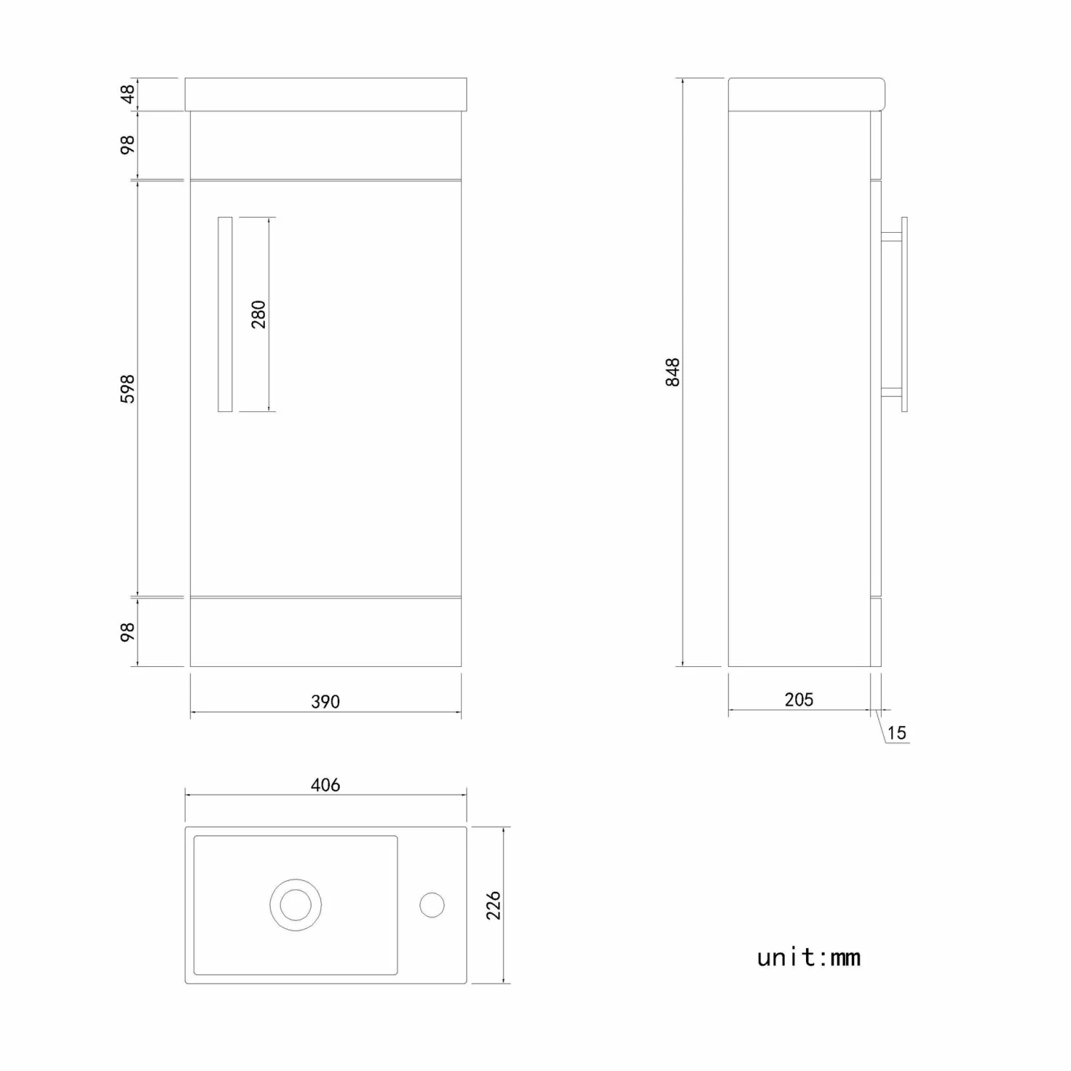 Avon Stone Grey Cloakroom Floor Standing Basin Vanity 400mm And Toilet Set - Image 8