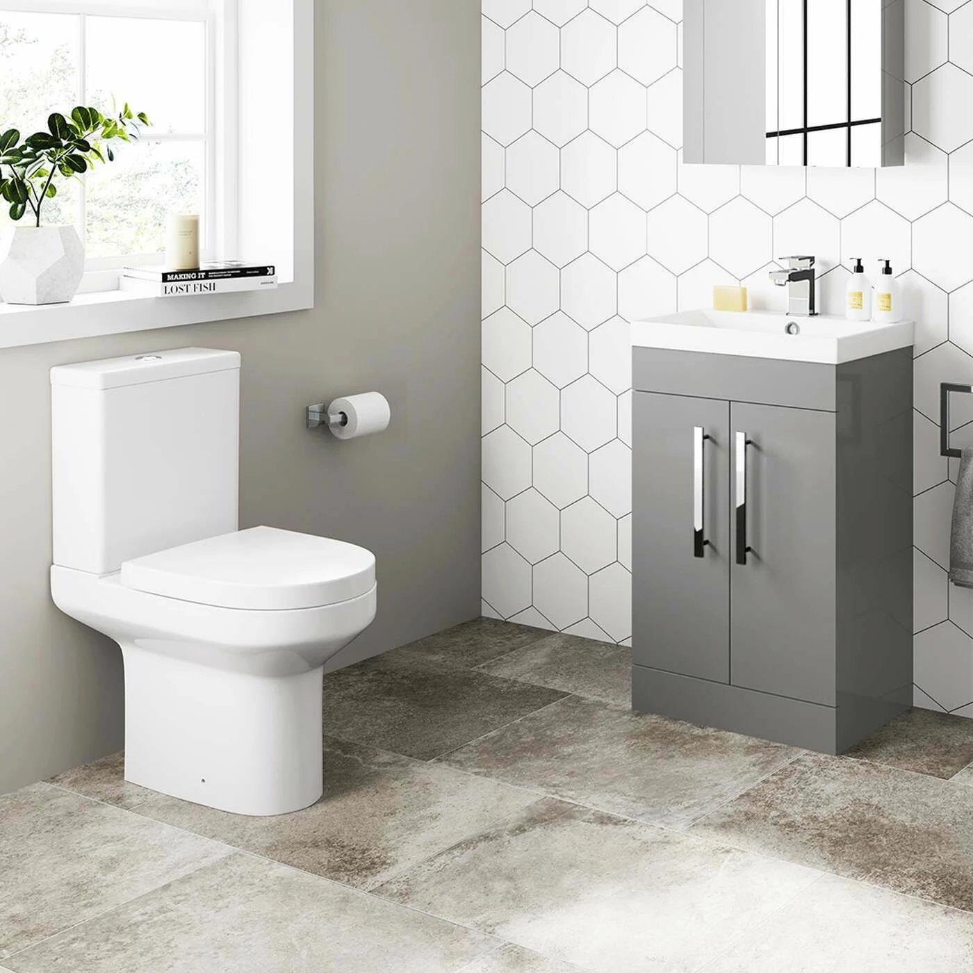 Avon Stone Grey Basin Vanity 500mm And Toilet Set