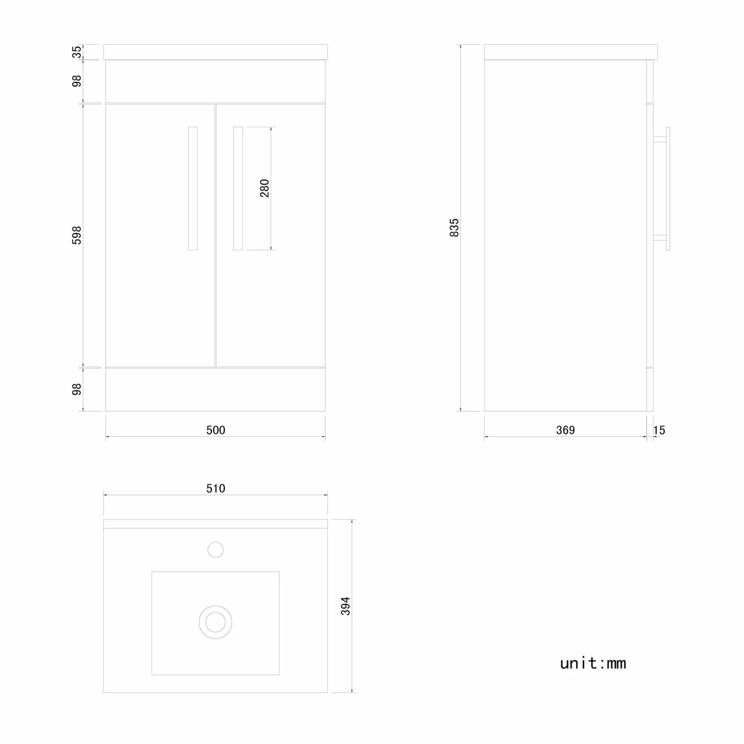 Avon Stone Grey Basin Vanity 500mm And Toilet Set - Image 8