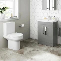 Avon Stone Grey Basin Vanity 600mm And Toilet Set