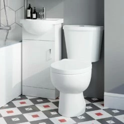 Quartz Gloss White Cloakroom Vanity With 400mm Basin And Toilet Set