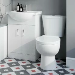 Quartz Gloss White Vanity With 550mm Basin And Toilet Set