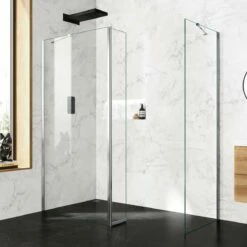 Copenhagen Easy Clean 8mm Walk In Shower Enclosure 1000mm & 700mm Glass With Pivotal Return Panel