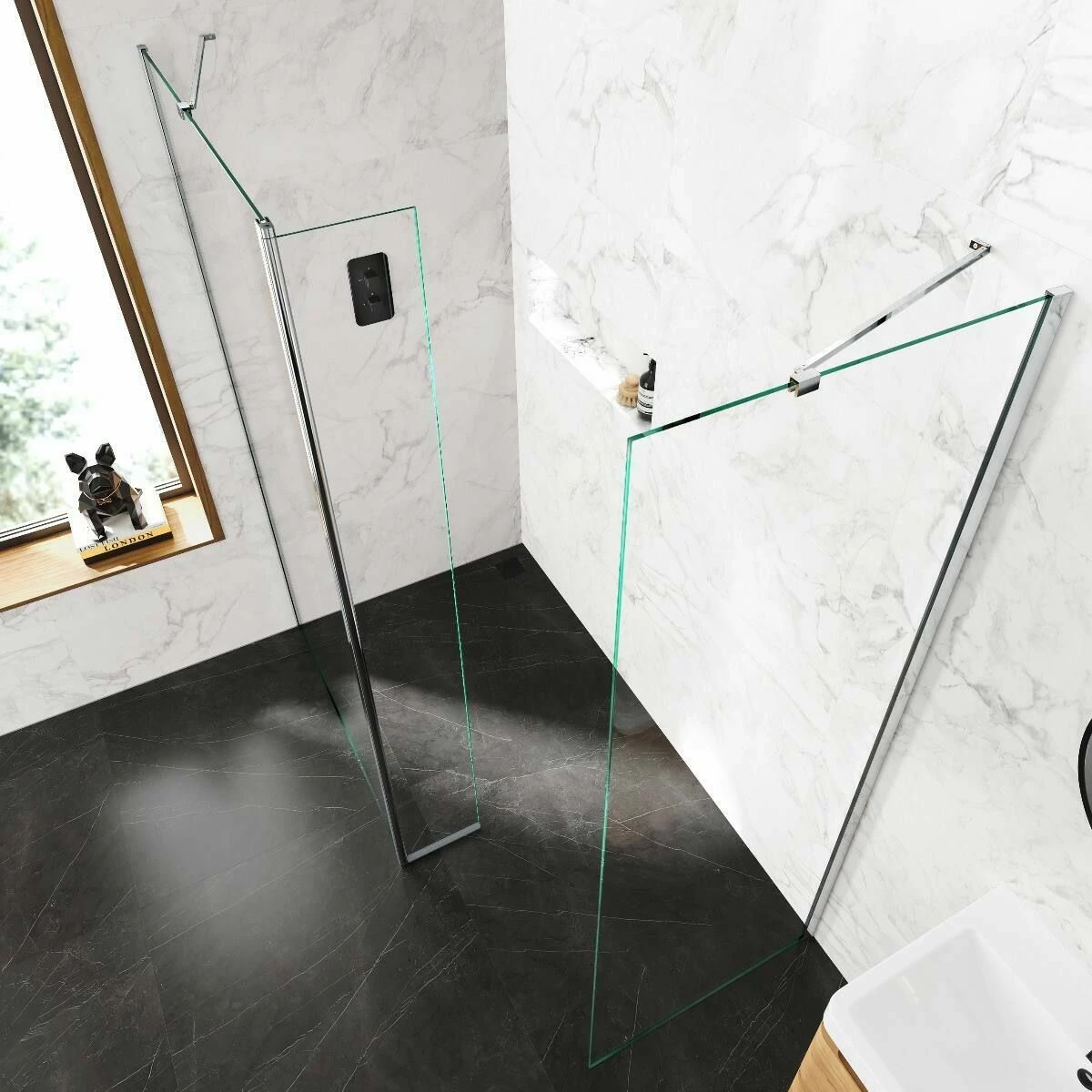 Copenhagen Easy Clean 8mm Walk In Shower Enclosure 1000mm & 700mm Glass With Pivotal Return Panel - Image 2