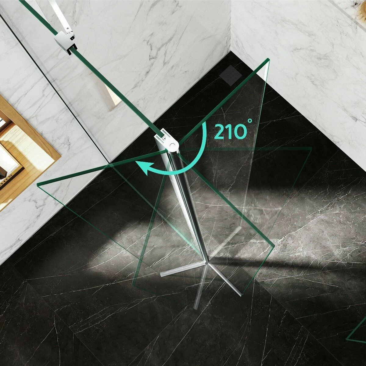 Copenhagen Easy Clean 8mm Walk In Shower Enclosure 1000mm & 700mm Glass With Pivotal Return Panel - Image 8