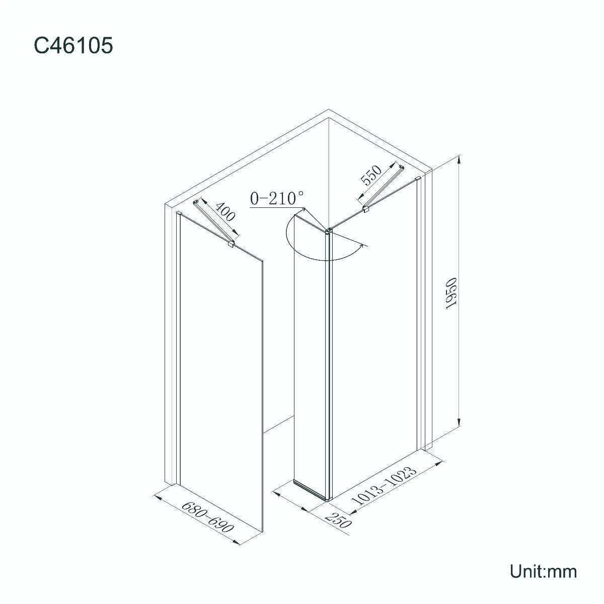 Copenhagen Easy Clean 8mm Walk In Shower Enclosure 1000mm & 700mm Glass With Pivotal Return Panel - Image 9