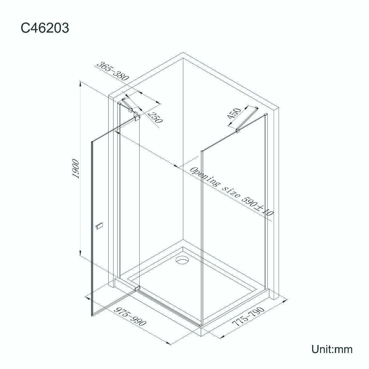 Vienna Matt Black Easy Clean 8mm Hinged Shower Enclosure 1000x800mm - Image 7