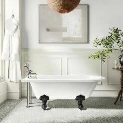 Abingdon 1500mm Single Ended Roll Top Bath - Black Ball Feet