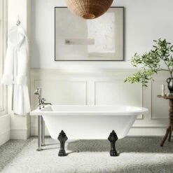 Abingdon 1500mm Single Ended Roll Top Bath - Black Feet