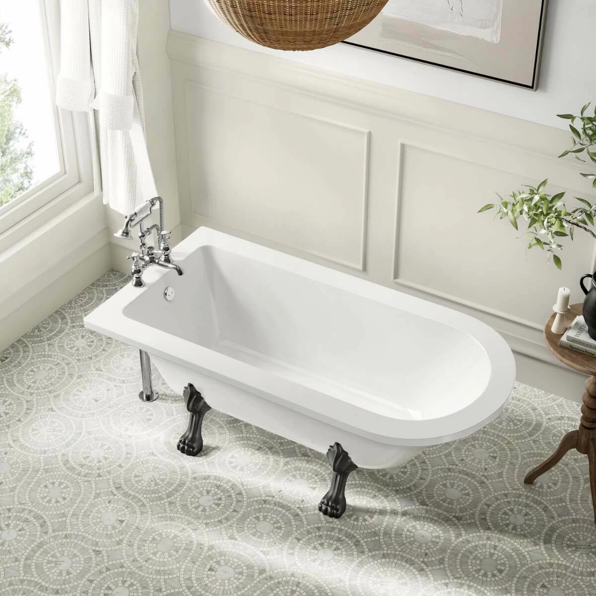 Abingdon 1500mm Single Ended Roll Top Bath - Black Feet - Image 2