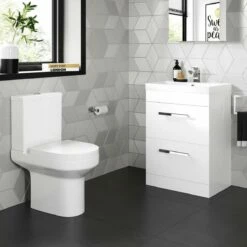 Avon Gloss White Basin Drawer Vanity 600mm And Toilet Set