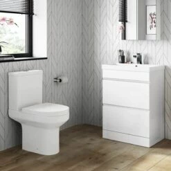 Trent Gloss White Basin Drawer Vanity 600mm And Toilet Set