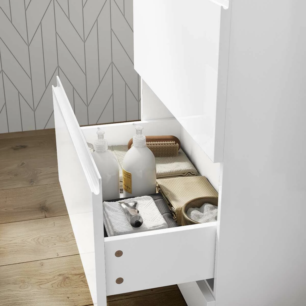 Trent Gloss White Basin Drawer Vanity 600mm And Toilet Set - Image 5