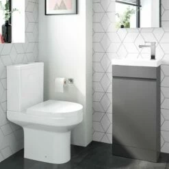 Trent Stone Grey Cloakroom Floor Standing Basin Vanity 400mm And Toilet Set