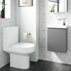 Trent Stone Grey Cloakroom Wall Hung Basin Vanity 400mm And Toilet Set