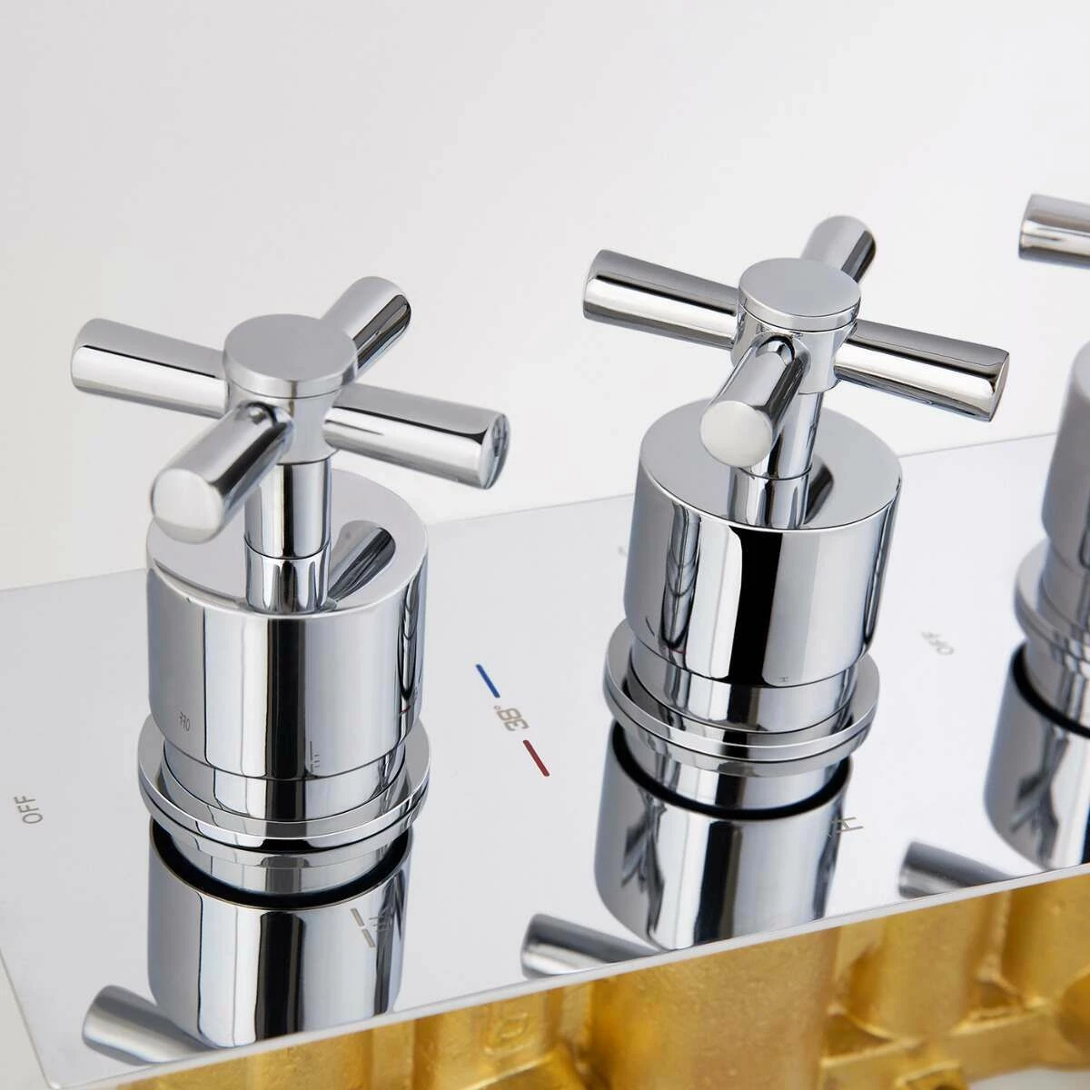 Chrome Crosshead Thermostatic Shower Valve - 3 Outlets - Image 2