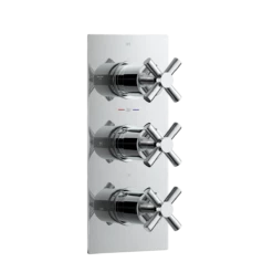 Chrome Crosshead Thermostatic Shower Valve - 3 Outlets
