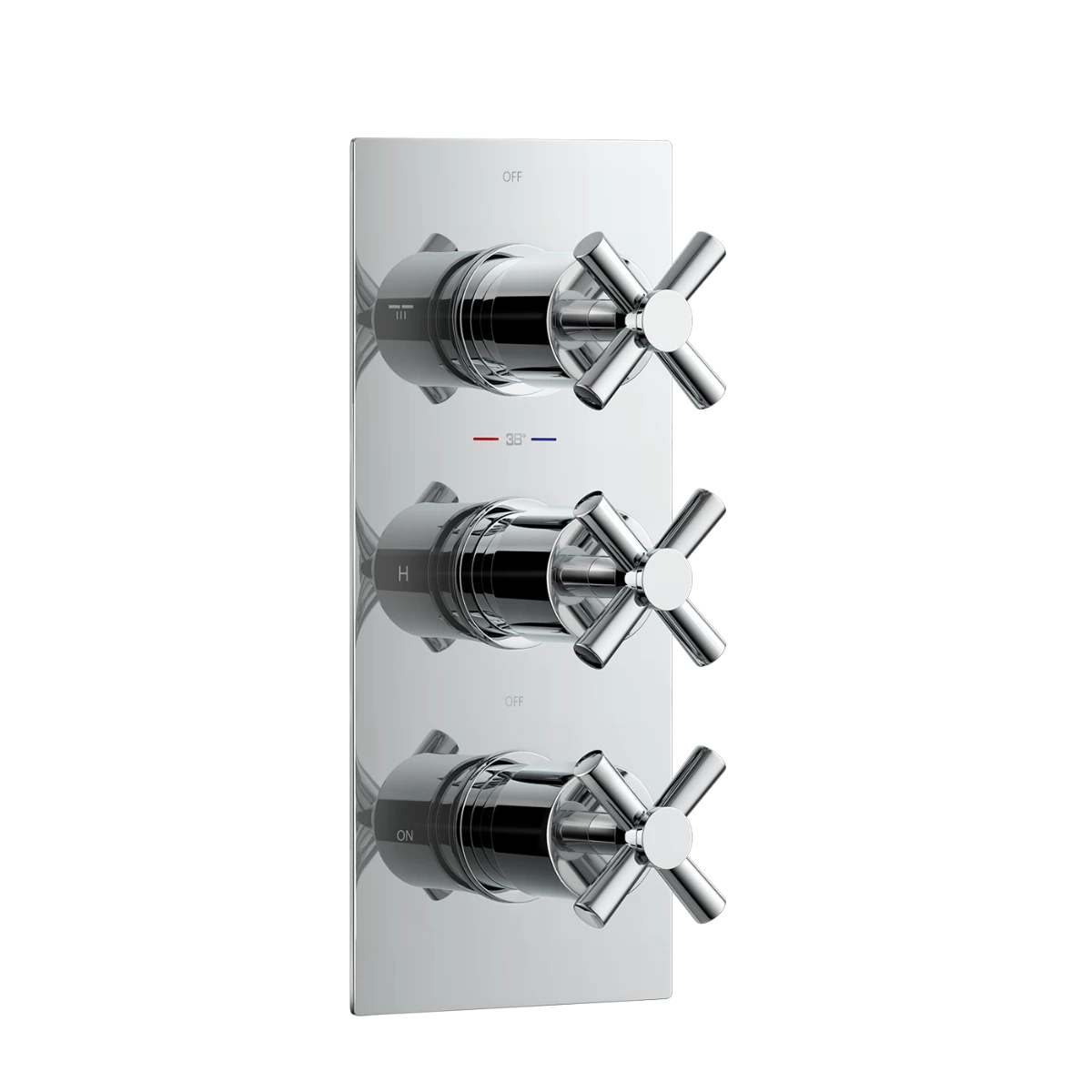 Chrome Crosshead Thermostatic Shower Valve - 3 Outlets