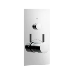 Chrome Round Thermostatic Push-Button Shower Valve - 1 Outlet
